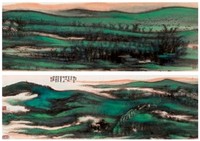 陈佩秋 2000年作 富民村居 手卷